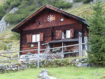 Planinarski dom, usamljeni, priroda, samoća, alpski, planine, jesen