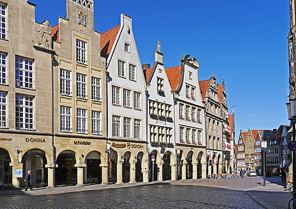 Münster, pääasialliset markkinat, Westfalen, harjakattoinen Taloja, Osta joukkue, 1a sijaintikohtaisia, Archway
