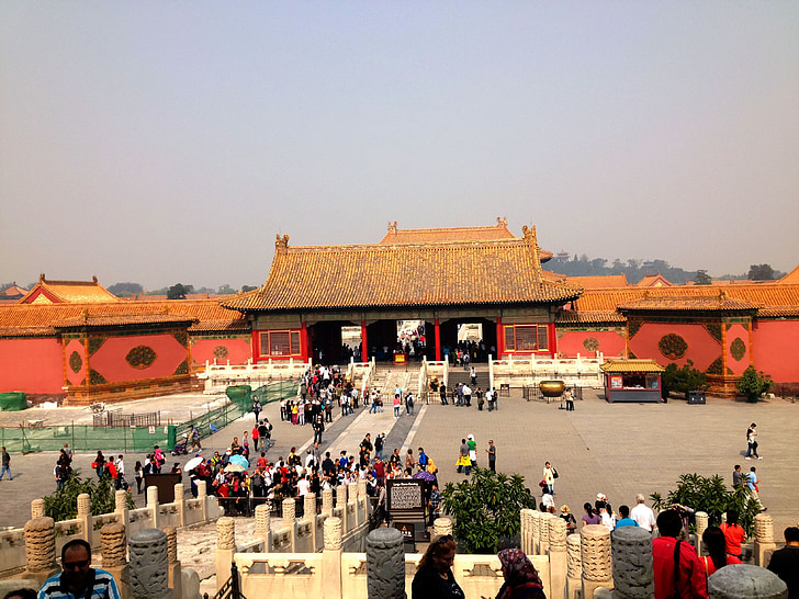tiltott palace, Peking, Kína, hátsó ajtó, építészet, Landmark, épület