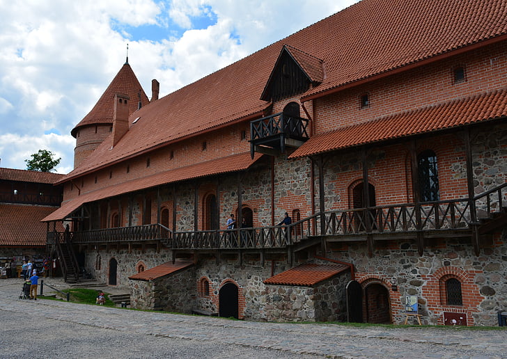 Trakai, Lietuva, pils, viduslaiku, vēsturisko, tornis, galve