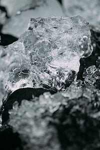 rock, water, nature, ice, selective focus, close-up, crystal