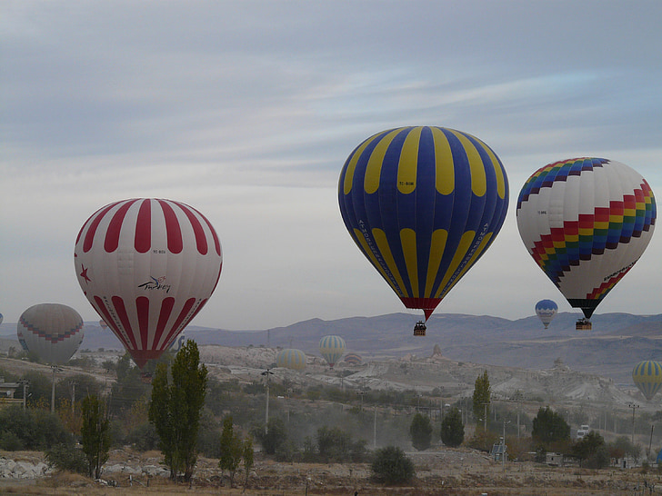 kuuma õhu õhupallid, kinnised õhupallid, kuumaõhupalliga sõitma, lennuspordi, tolmune, lennata, Cappadocia