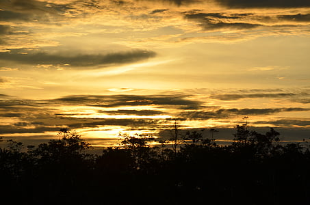 Malezja, kota kinabalu, zachód słońca, niebo, chmury, na zewnątrz, sceniczny