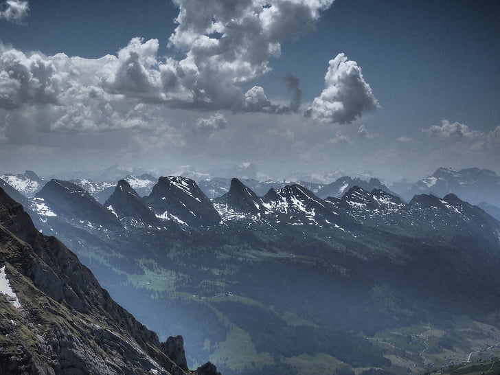 churfirsten, mäed, Alpine, st, Gallen, Šveits, mägi
