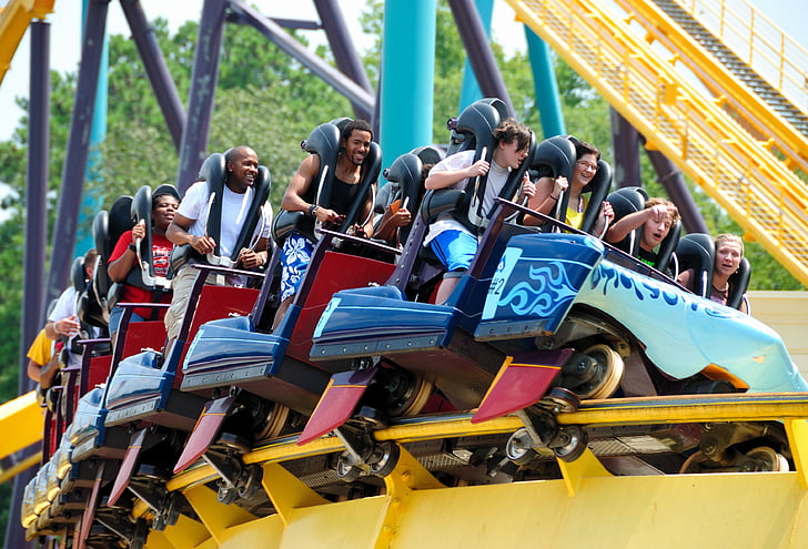 roller coaster, gens, amusement, divertissement, amusement, Parc, montagnes russes