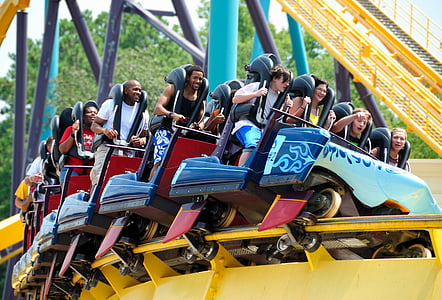roller coaster, people, fun, entertainment, amusement, park, coaster