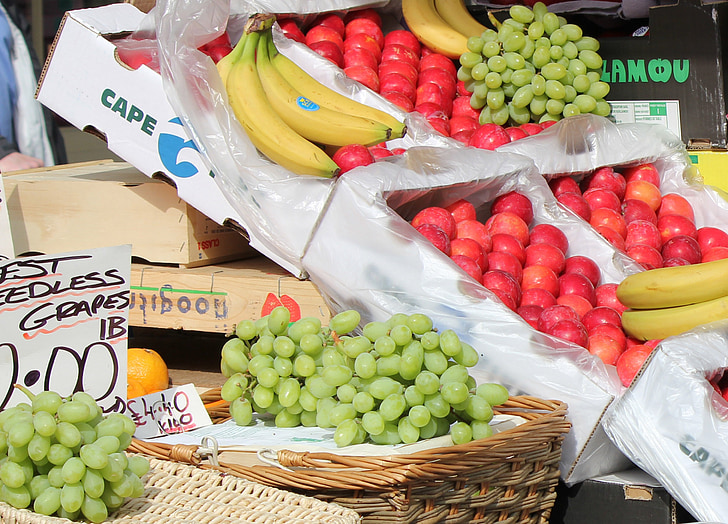 fruites, comerç verd, raïm, mercat