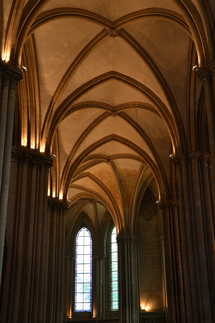 cerkev, Bayeux, Francija, katedrala, vere, arhitektura, v zaprtih prostorih