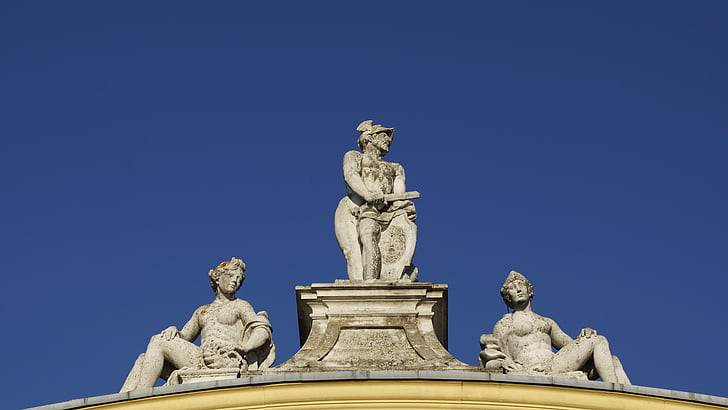oranžerie, Kassel, detaily, socha, barokní, hrad, Orangerie