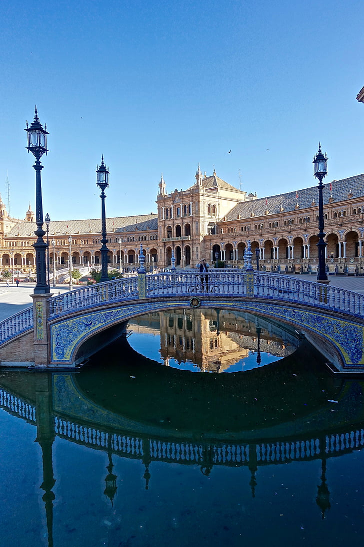 Plaza de espania, Palace, Sevilla, historiska, berömda, monumentet