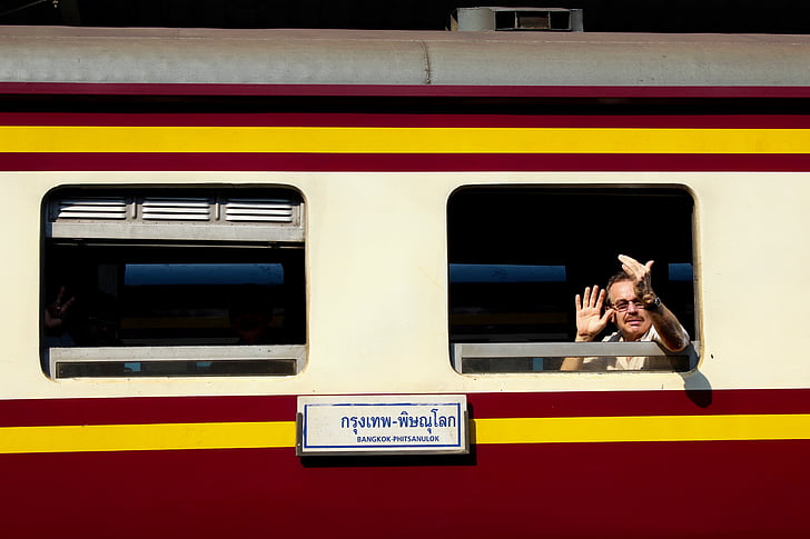 traukinys, geležinkelio stotis, Tailandas, geležinkelio, atviroji, Atsisveikinimas, žmonės