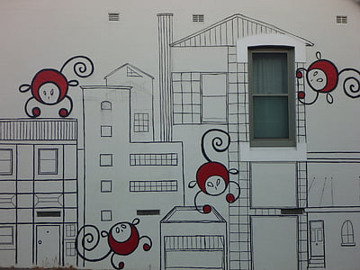 Graffiti, art de la rue, singes, Funky, ville