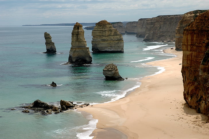 sziklák, 12 apostol, Victoria, Ausztrália, tengerpart, partvonal, látványosságok, festői