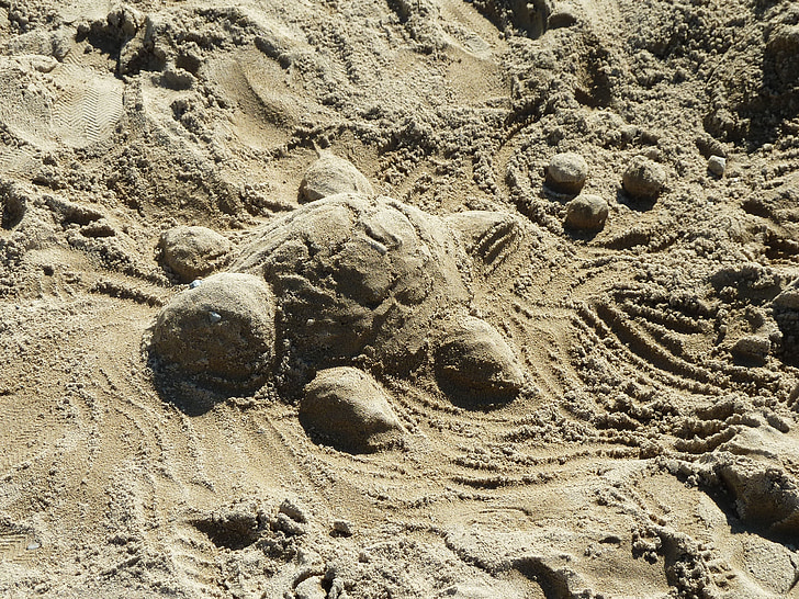 песок, черепаха, скульптура, Лето, Искусство