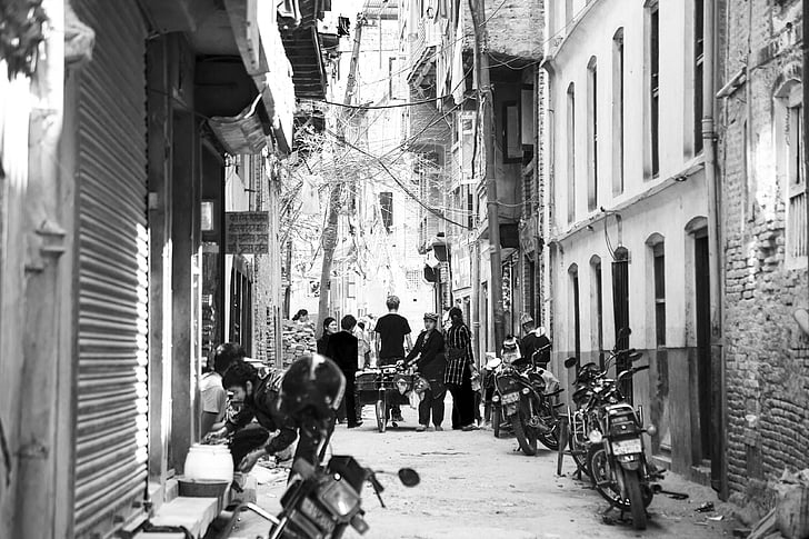 gatvėse, motociklas, Katmandu, Nepalas