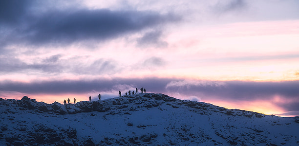 İzlanda, günbatımı, Dusk, rakamlar, Hiking, dağ, en yüksek