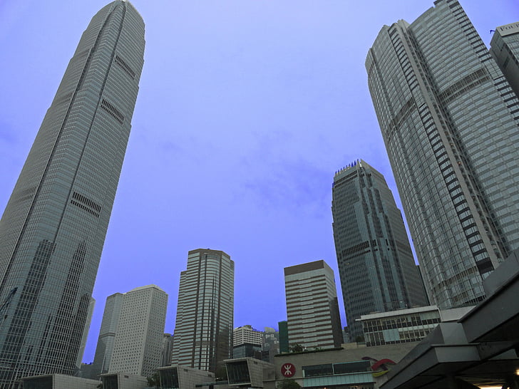 Hong kong, wolkenkrabber, het platform, stad, gebouw