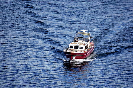 лодка, езеро, вода, синьо, цигара с лодка, вълни, океан