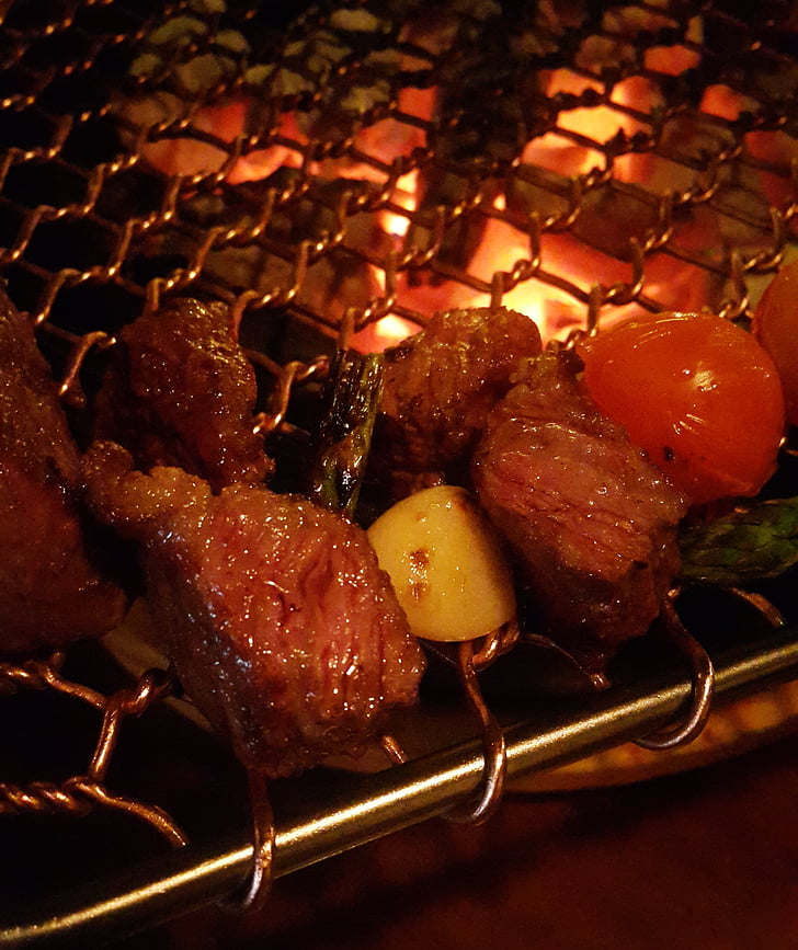 beef, charcoal, char-grilled, food