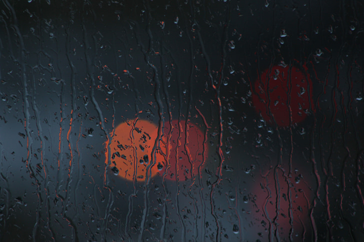 rain, window, bokeh, glass, dark