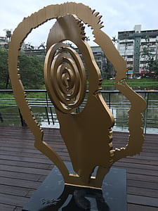kultur, skulptur, Taipei, Taiwan, konst, tänkande, huvud