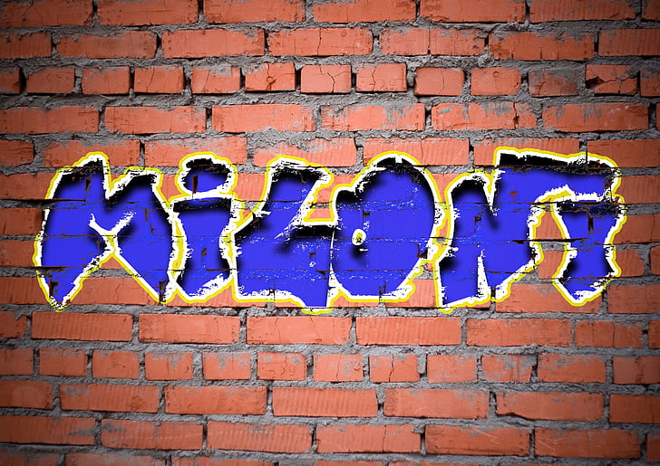 nombre, Graffiti, arte de la pared, mano, patrón de, Vintage, Grunge
