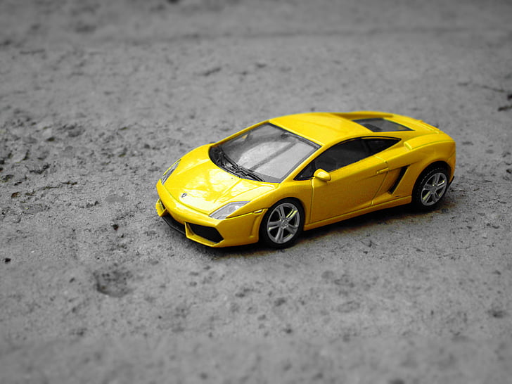 Lamborghini, gul, makro, kjøretøy, automatisk, gule bilen, antikke auto