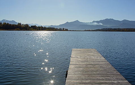chiemsee, back light, landscape, nature, lake, water, sparkle