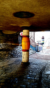 pillar, federal government, hundertwasser, stones, ground, passage, old