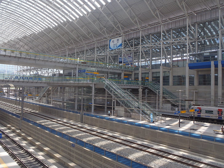 Stasiun Kereta, Korea, platform, kereta api, kereta api, KTX