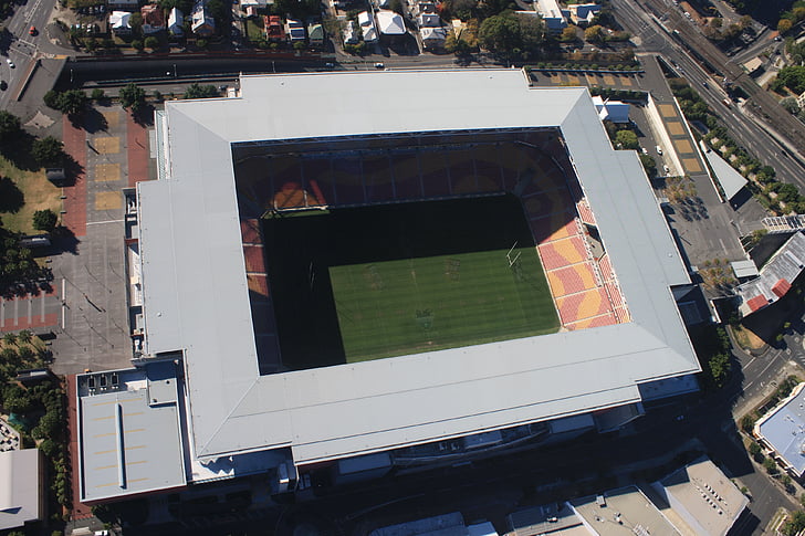 Stadium, Brisbane, Flygfoto, idrott