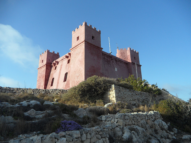 Castle, røde tårn, udsat, sublime, udestående, dominerer, historisk set