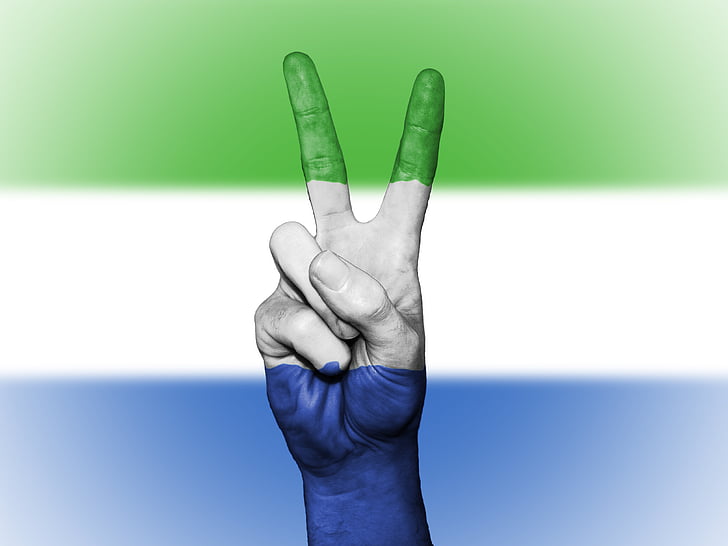 Sierra Leone-i, béke, kéz, nemzet, háttér, banner, színek