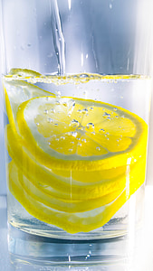 vode, pijača, limone, na zdravje, žeja, steklo