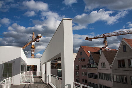 Ulm, Meier bygning, moderne, stjernearkitekt, Richard meier, arkitekt, skyer