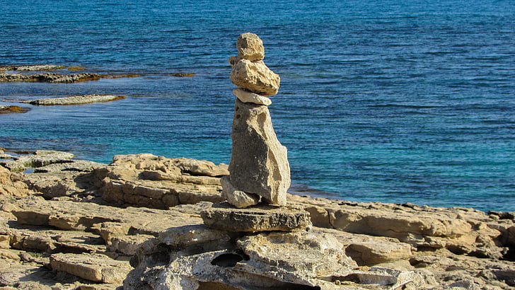 cyprus, cavo greko, rocky, coastline, footpath sign
