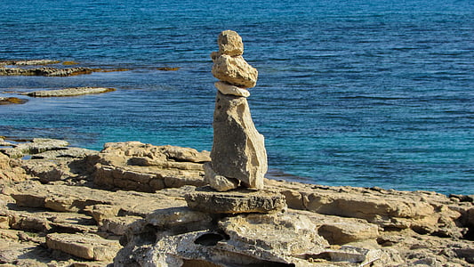 Cyprus, Cavo greko, Rocky, kustlijn, voetpad teken