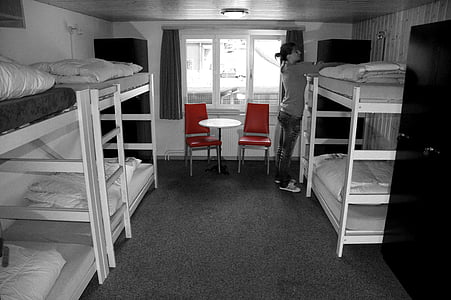 cama, sala de, Hostal, cara norte de Eiger, Grindelwald, eigerschlaf