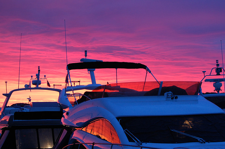 perahu, perahu kehidupan, musim panas, matahari terbenam, berperahu, Norwegia