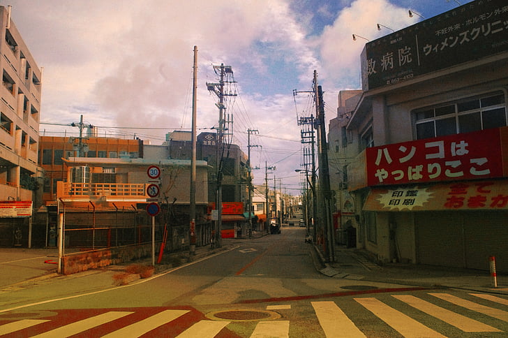Okinawa, kaupunki, Tomari, Japani, Road, kaupunkien
