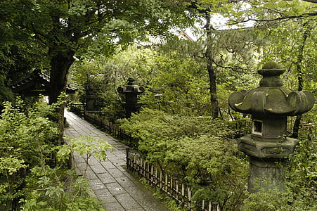 Tempel, natuurlijke, stenen lantaarns, rustig, genezing, Kamakura, ankokuron-ji