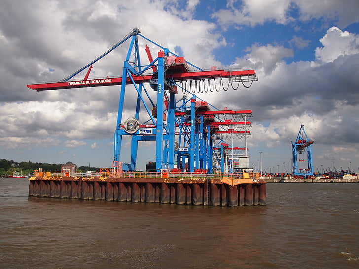 Port, Żuraw, Hamburg, Elbe, Dźwigi portowe