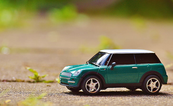 auto, macro, mini cooper, miniatuur, speelgoedauto, voertuig, beelden van het publieke domein
