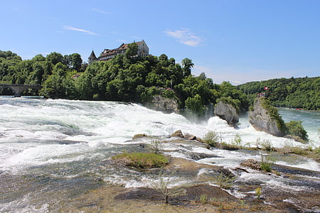 l'aigua, cascada, Schaffhausen, natura, cascades, paisatge