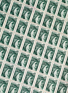 stempels, Franse postzegels, filatelie, collectie, stempel collectie, achtergrond, groen