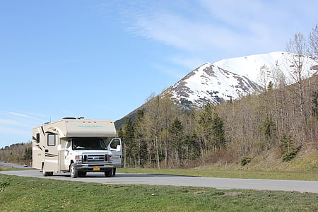 Alaska, abrir camino, RV, vehículo comercial, transporte, camión semi, transporte de carga