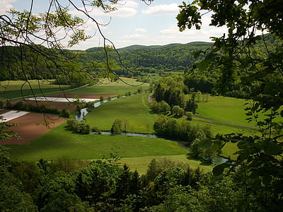 franconian switzerland, summer, river landscape, reported, germany, forests