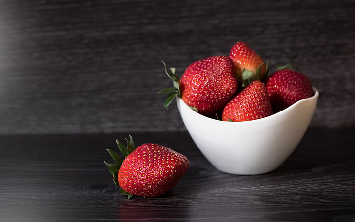 strawberries, red, ripe, shell, bowl, fruit, soft fruit