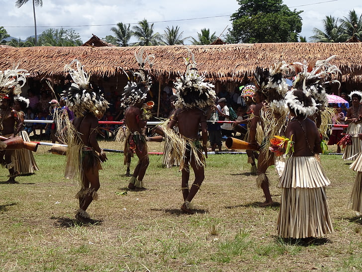 Papua Ny-guinea, feiring, dans, krigere, tribal, dansere, stammen