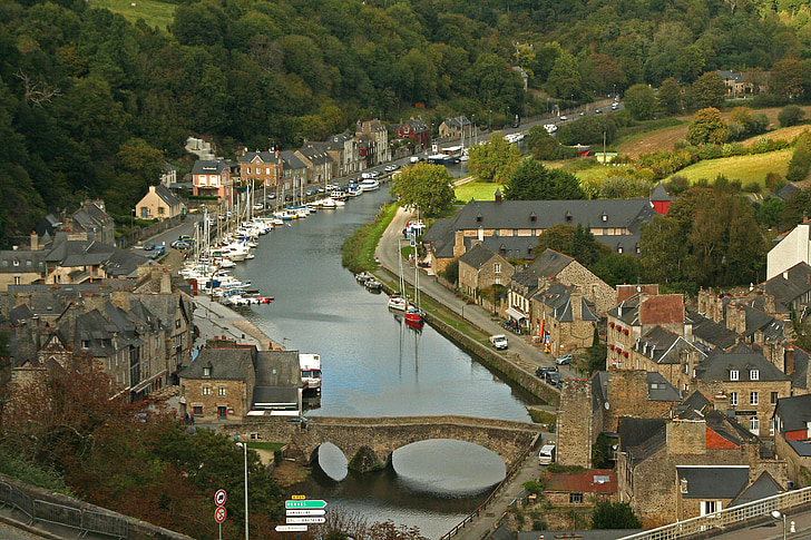 dinan, france, port, brittany, europe, town, cityscape